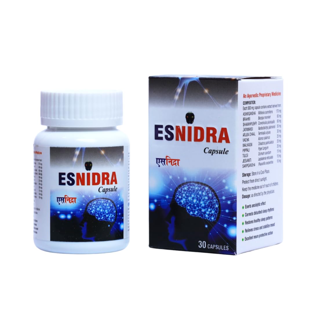 Capsules for Sleep Support & Stress Management - Ayurvedic Herbal Formula with Ashwagandha, Brahmi, Shankhpushpi & Jatamansi | Non-Habit Forming | 30 Capsules (1)