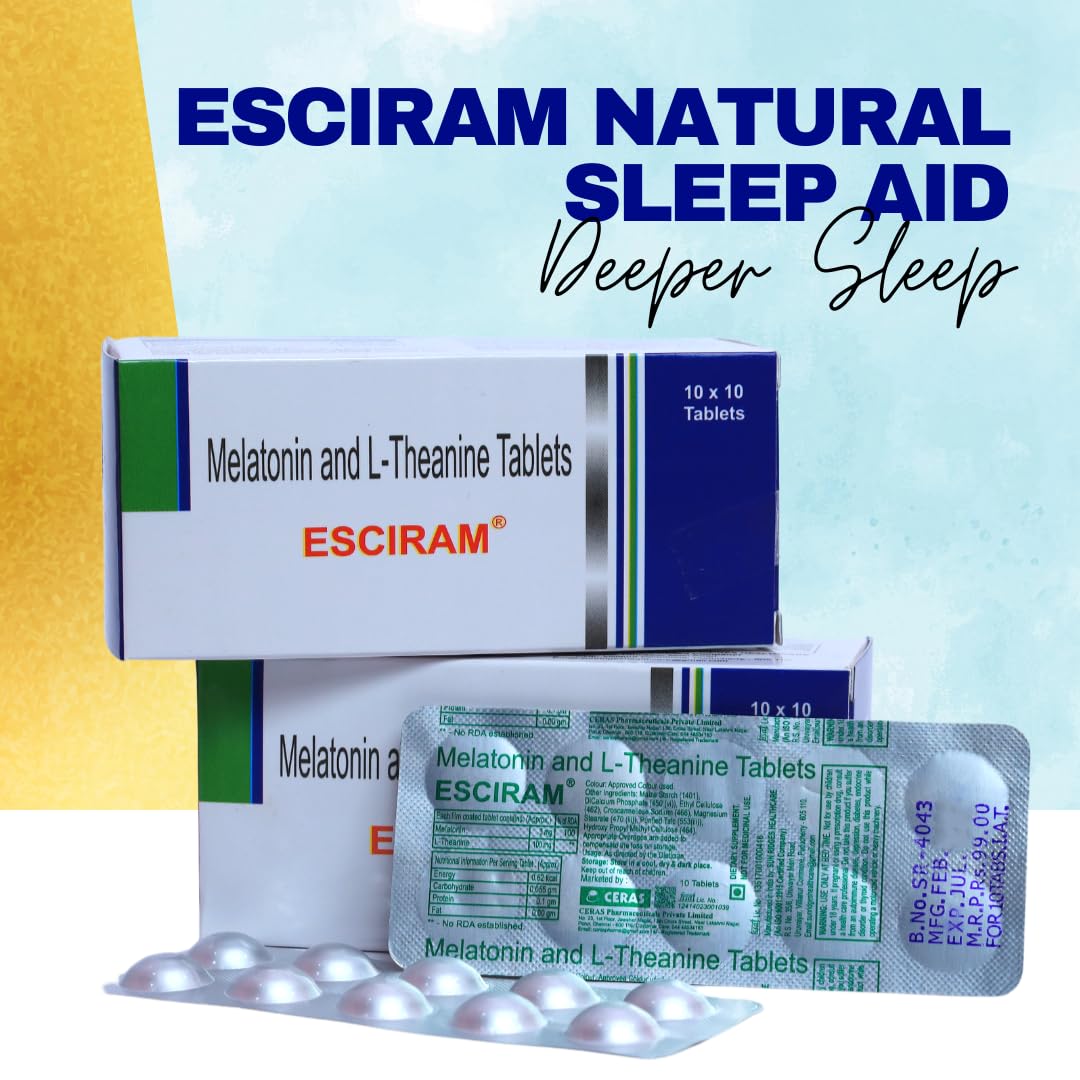 Sleep & Stress Support Tablets - With Melatonin 3mg & L-Theanine 100mg | FSSAI-Approved Non-Habit Forming Supplement for Better Sleep, Relaxation & Mood Balance | Suitable for Men & Women (1)