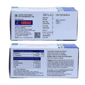 Sleep & Stress Support Tablets - With Melatonin 3mg & L-Theanine 100mg | FSSAI-Approved Non-Habit Forming Supplement for Better Sleep, Relaxation & Mood Balance | Suitable for Men & Women (1)