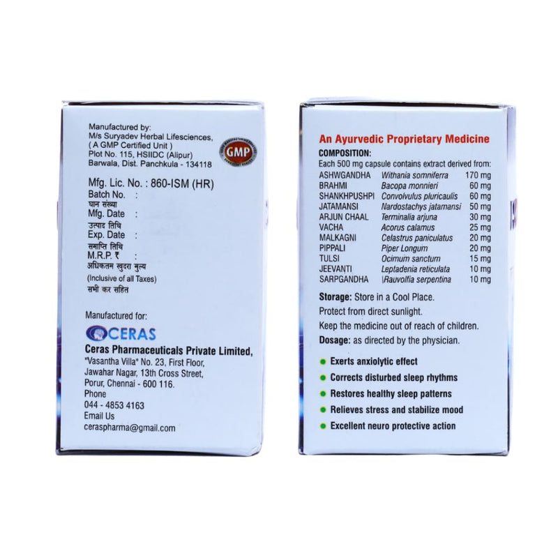 Capsules for Sleep Support & Stress Management - Ayurvedic Herbal Formula with Ashwagandha, Brahmi, Shankhpushpi & Jatamansi | Non-Habit Forming | 30 Capsules (1)