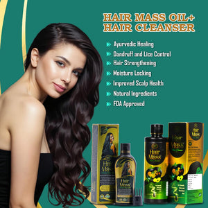Oil 100ML & Hair Mass Cleanser/Shampoo 200ML Combo Pack | Ayurvedic Hair Care with Bhringraj, Neem, Methi & Reetha | For Dandruff & Lice Control | Anti Hair Fall Kit | FDA Approved, Suitable for All Hair Types (1)