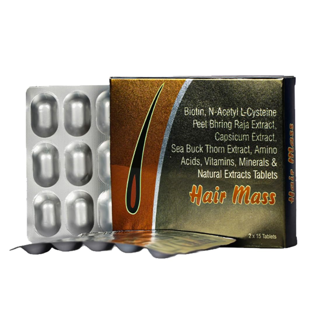 Tablets for Hair Growth & Strength | Nutraceutical Hair Supplement | Power of 34 Ingredients with Biotin, Peet Bhring Raja, Grape Seed Extract | Reduces Hair Fall, Boosts Shine, Nourishes Scalp | 30 Tablets| 100% Vegan (1)