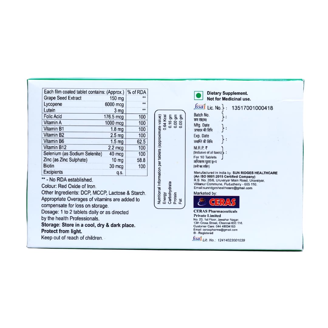 Women’s Multivitamin, FSSAI-Approved with Grape Seed, Lycopene, Zinc & Biotin | Essential Daily Support for Energy, Immunity, Skin, Hair & Hormonal Balance (Veg) Pack of 30 Tablets (1)