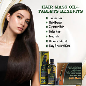 Combo for Hair Growth | 100% Ayurvedic Hair Oil 100ml & Nutraceutical 30 Hair Mass Tablets | Reduces Hair Fall, Strengthens Roots, Boosts Shine & Volume | Ayurvedic Herbs, Biotin & Essential Nutrients | 100% Vegan (2)