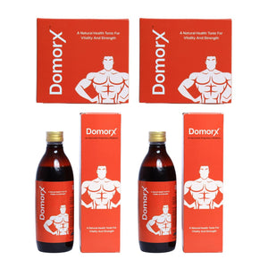 Vitality Combo for Men’s Wellness | 100% Ayurvedic Domorx Tonic 300ml & 30 Domorx Tablets with Shilajit, Ashwagandha, Safed Musali & Essential Herbs | 100% Vegan | Boosts Energy, Strength, Reproductive Health & Stress Resilience (1)