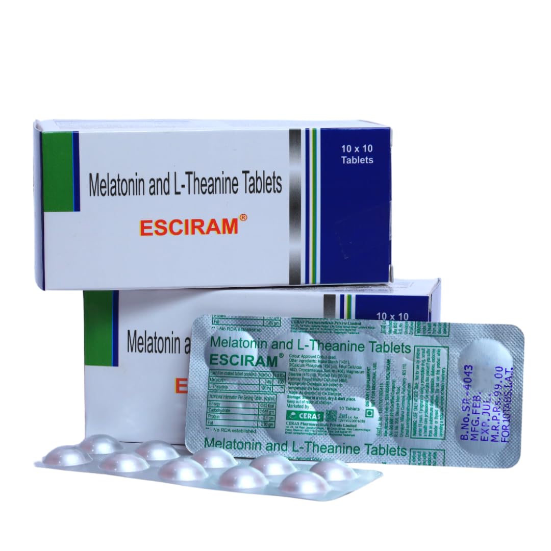 Sleep & Stress Support Tablets - With Melatonin 3mg & L-Theanine 100mg | FSSAI-Approved Non-Habit Forming Supplement for Better Sleep, Relaxation & Mood Balance | Suitable for Men & Women (1)