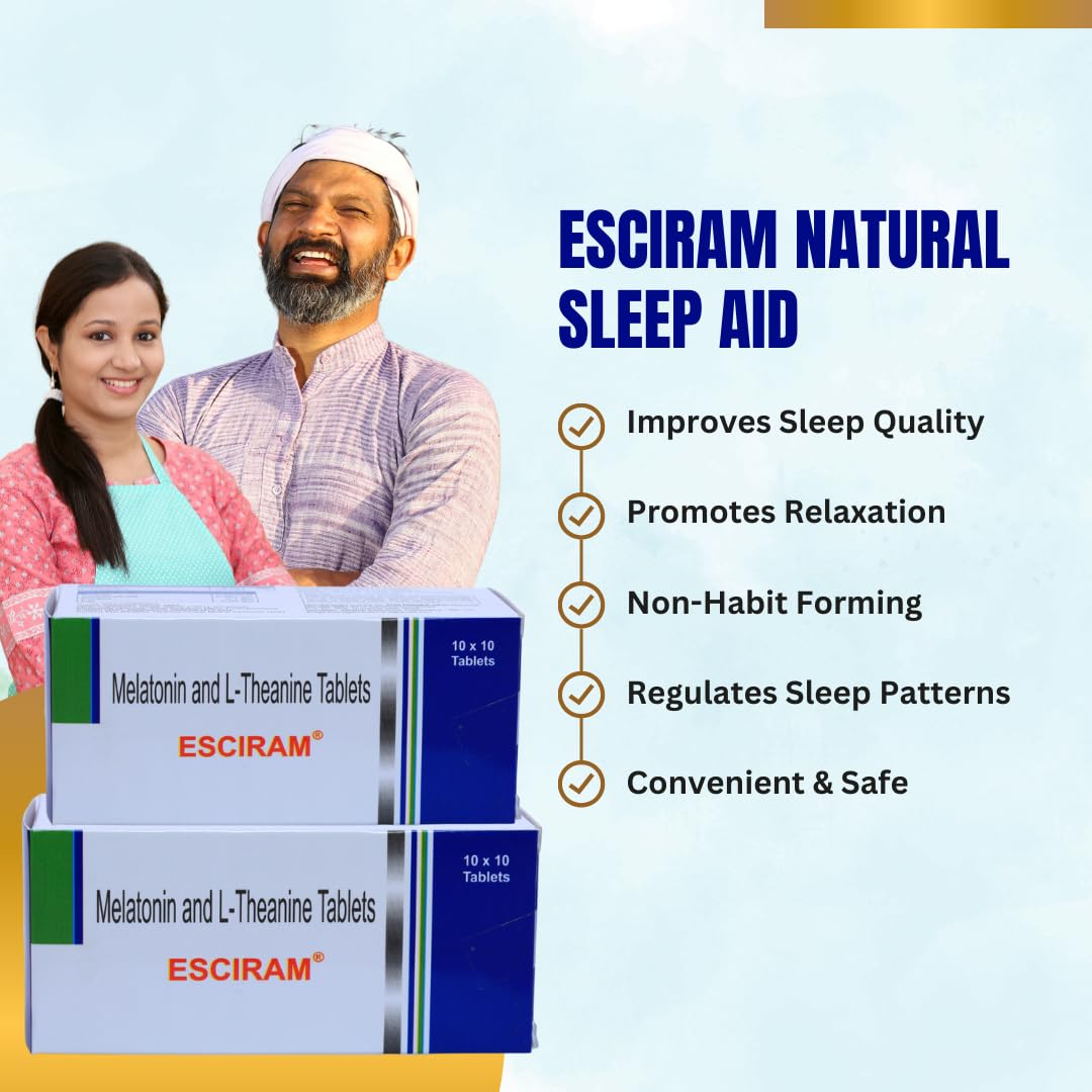 Sleep & Stress Support Tablets - With Melatonin 3mg & L-Theanine 100mg | FSSAI-Approved Non-Habit Forming Supplement for Better Sleep, Relaxation & Mood Balance | Suitable for Men & Women (1)