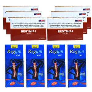 Combo Pack – Oil 100ML & Regym PJ Tablet 30 Tablets Ayurvedic, Joint & Bone Health Support | Glucosamine, Chondroitin, Boswellia-Infused Tablets & Roll-On Oil (1)