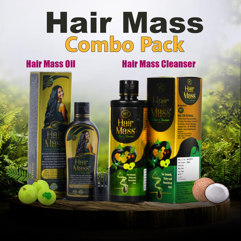 Oil 100ML & Hair Mass Cleanser/Shampoo 200ML Combo Pack | Ayurvedic Hair Care with Bhringraj, Neem, Methi & Reetha | For Dandruff & Lice Control | Anti Hair Fall Kit | FDA Approved, Suitable for All Hair Types (1)