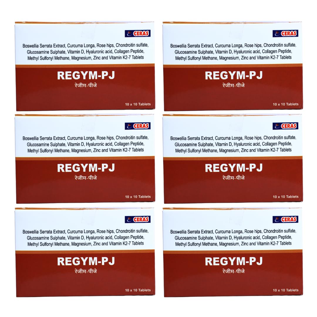 PJ Joint Support Tablets – Glucosamine, Chondroitin, MSM, Collagen & Vitamin D | Supports Cartilage & Bone Health | FSSAI Approved | 30 Tablets (1)