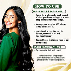 Combo for Hair Growth | 100% Ayurvedic Hair Oil 100ml & Nutraceutical 30 Hair Mass Tablets | Reduces Hair Fall, Strengthens Roots, Boosts Shine & Volume | Ayurvedic Herbs, Biotin & Essential Nutrients | 100% Vegan (2)