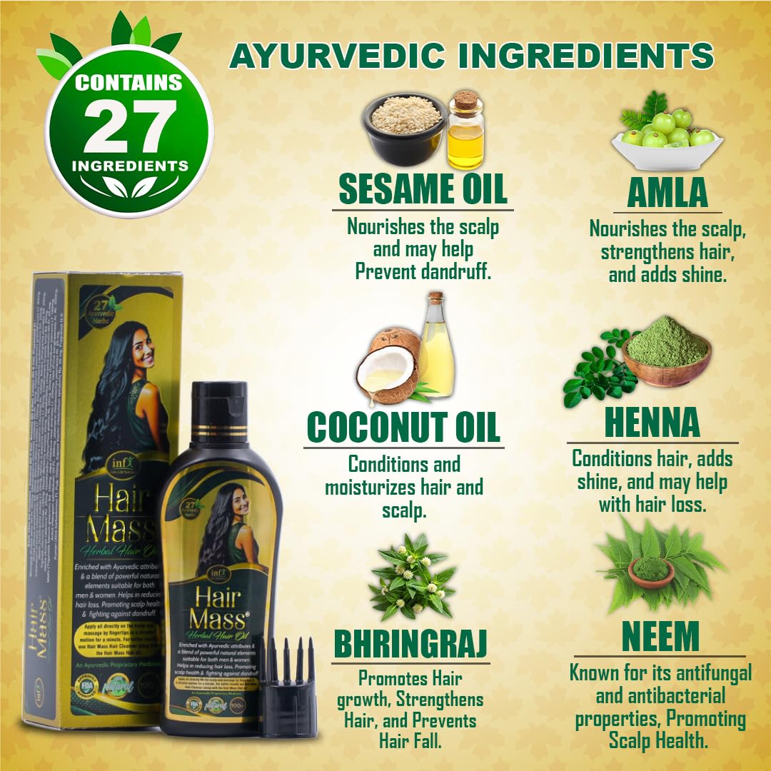 Ayurvedic Hair Oil Ideal For Men & Women | 100% Ayurvedic Medicinal Oil for Hair Strength & Shine | Power of 27 Ingredients With Bhringraj, Neem, Amla & Coconut Oil | Chemical-Free | 100 ml (1)