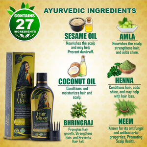 Ayurvedic Hair Oil Ideal For Men & Women | 100% Ayurvedic Medicinal Oil for Hair Strength & Shine | Power of 27 Ingredients With Bhringraj, Neem, Amla & Coconut Oil | Chemical-Free | 100 ml (1)