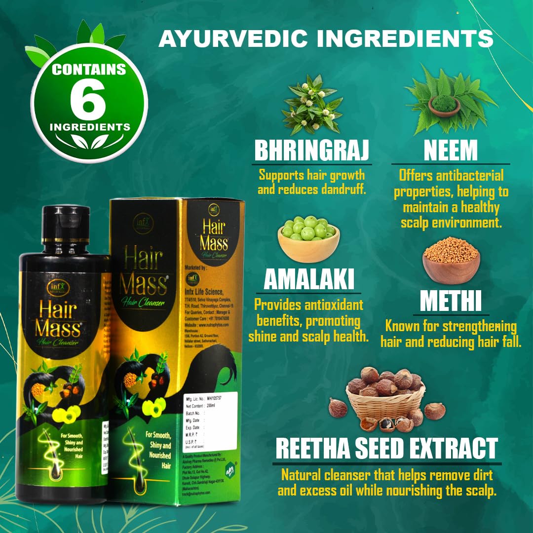 Ayurvedic Cleanser/Shampoo | Best for Dandruff & Lice Control | Power of 6 Ayurvedic Ingredients - Reetha, Neem & Bhringraj | Shampoo for Men & Women | For All Hair Types, 200 ml (1)
