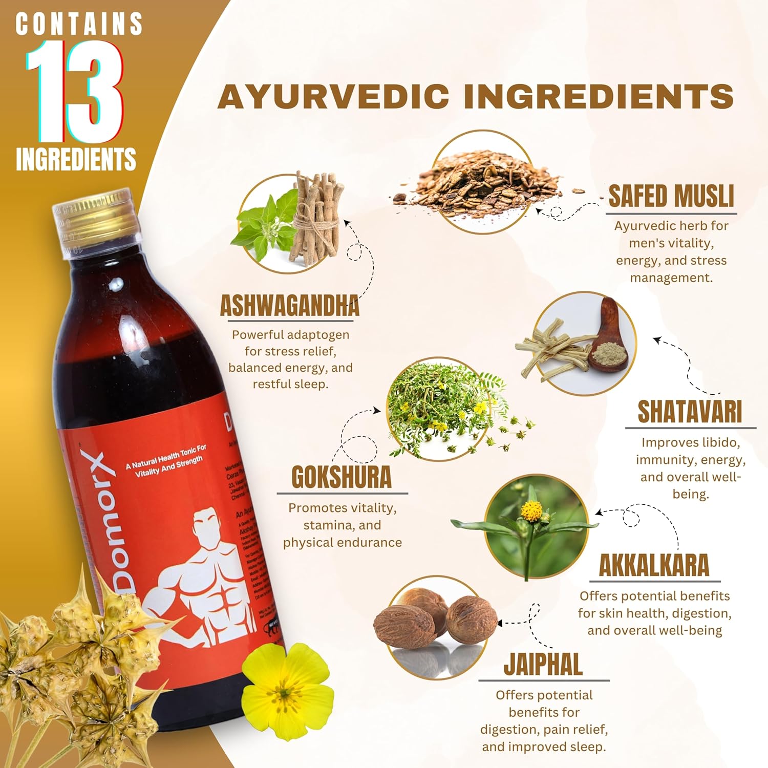 Syrup (300 ml) | 100% Ayurvedic Men's Tonic | Energy, Stamina & Vitality For Men's | Herbal Formula of 13 Ingredients - Safed Musali, Shatavari, Gokshur, Ashwagnada, and Semal | Vegan (1)