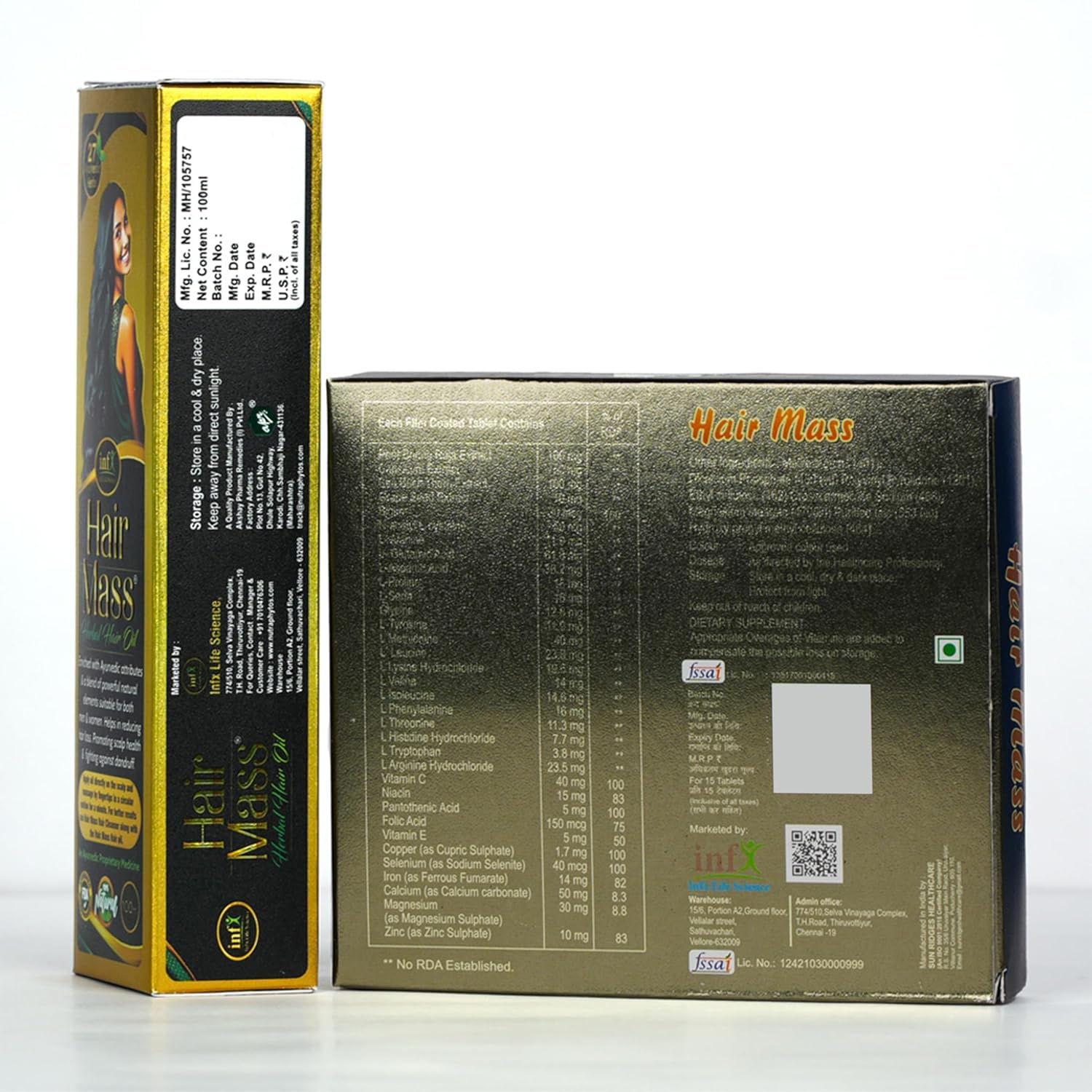 Combo for Hair Growth | 100% Ayurvedic Hair Oil 100ml & Nutraceutical 30 Hair Mass Tablets | Reduces Hair Fall, Strengthens Roots, Boosts Shine & Volume | Ayurvedic Herbs, Biotin & Essential Nutrients | 100% Vegan (2)