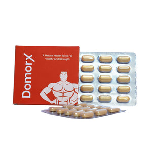 Ayurvedic Men's Supplement | Domorx Tablets | Energy, Stamina & Vitality |Safed Musali 250 mg | Shilajit 25 mg | Ashwagandha 250 mg | 30 Tablets