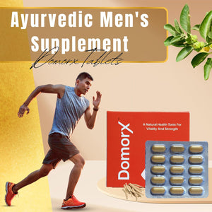 Ayurvedic Men's Supplement | Domorx Tablets | Energy, Stamina & Vitality |Safed Musali 250 mg | Shilajit 25 mg | Ashwagandha 250 mg | 30 Tablets